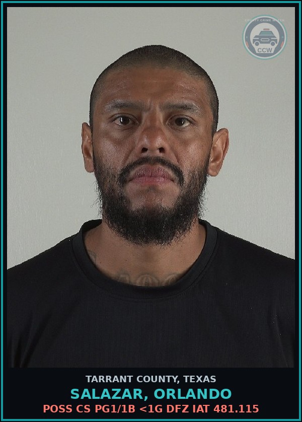 Booking mugshot of Salazar, Orlando in Tarrant County
