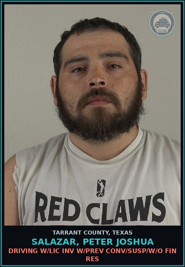 Booking mugshot of Salazar, Peter Joshua in Tarrant County