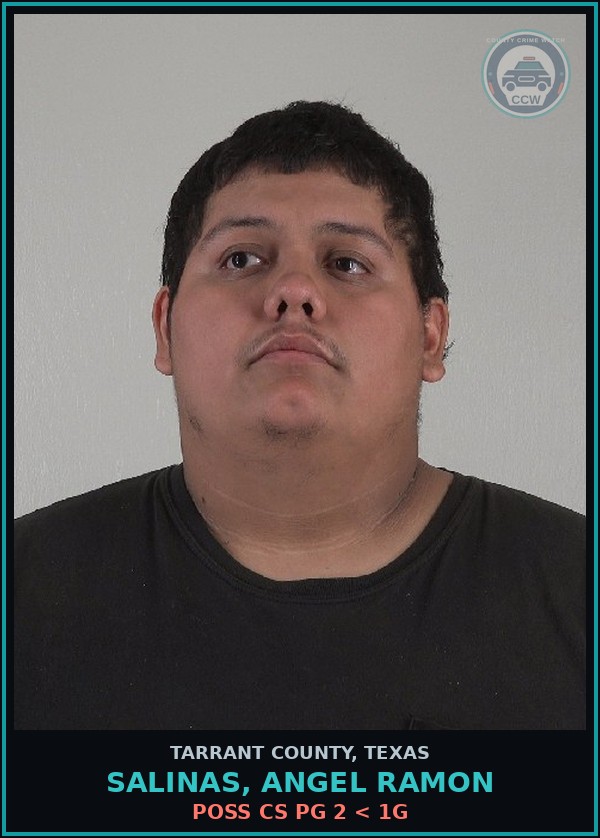 Booking mugshot of Salinas, Angel Ramon in Tarrant County