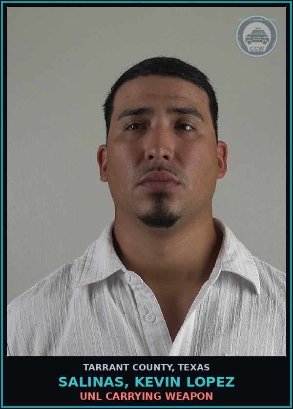 Booking mugshot of Salinas, Kevin Lopez in Tarrant County