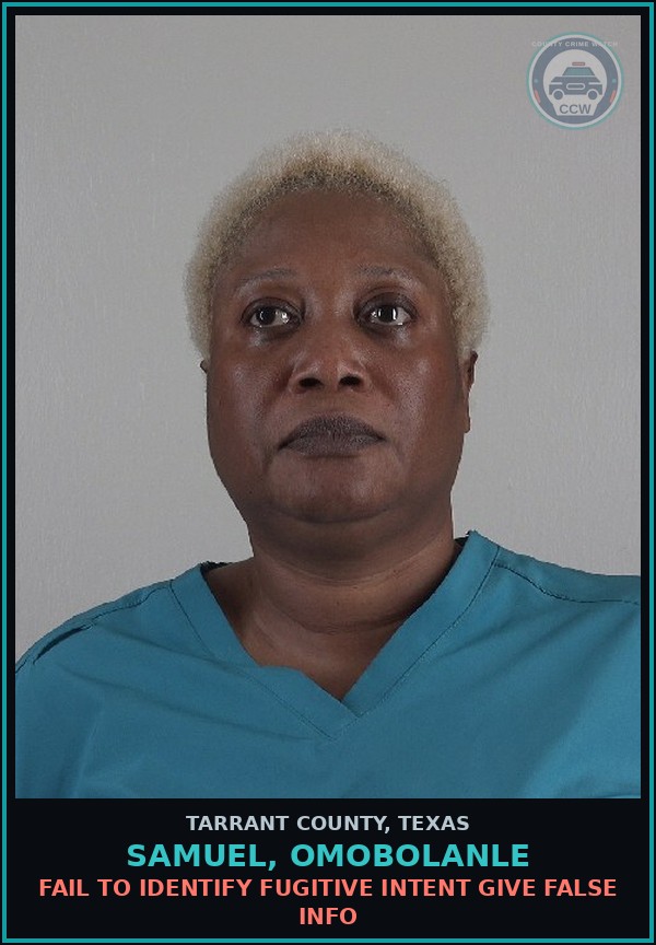 Booking mugshot of Samuel, Omobolanle in Tarrant County