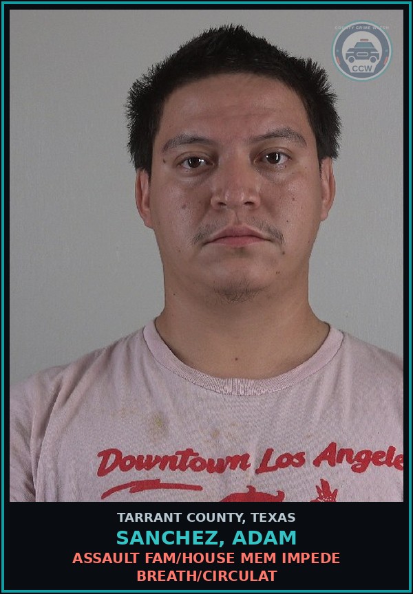 Booking mugshot of Sanchez, Adam in Tarrant County