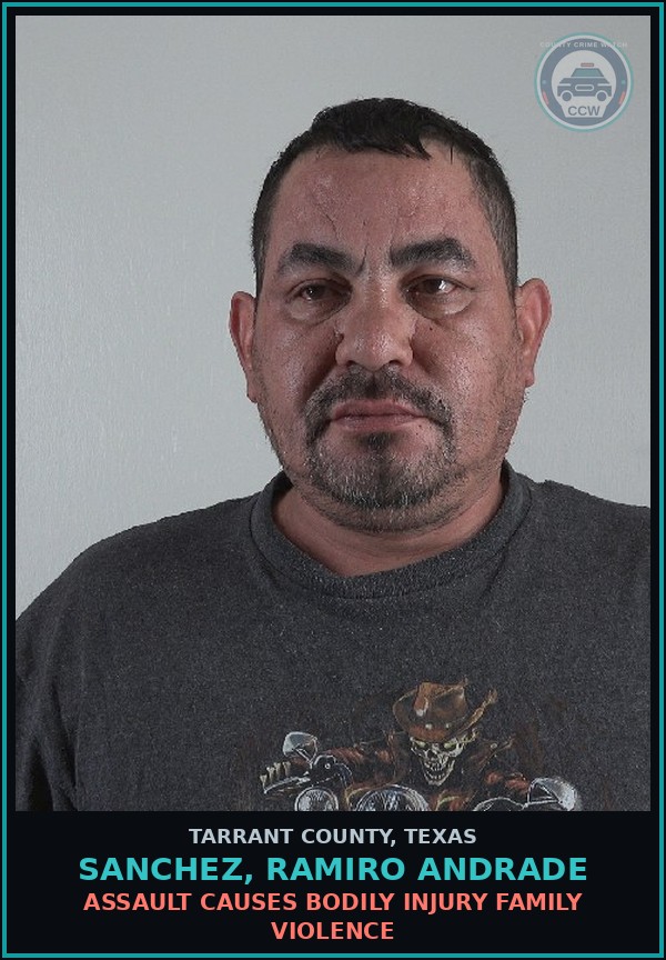Booking mugshot of Sanchez, Ramiro Andrade in Tarrant County