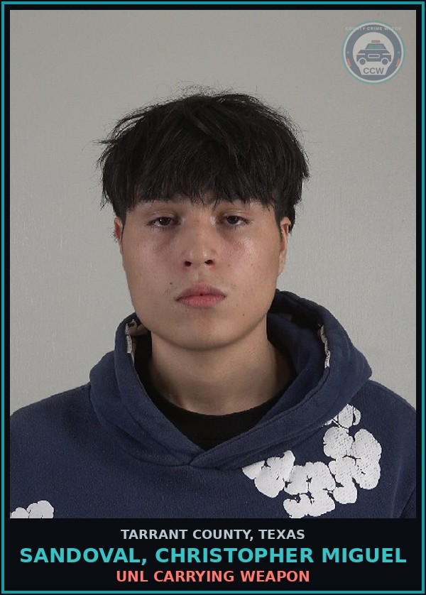 Booking mugshot of Sandoval, Christopher Miguel in Tarrant County
