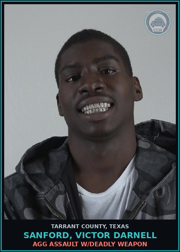 Booking mugshot of Sanford, Victor Darnell in Tarrant County