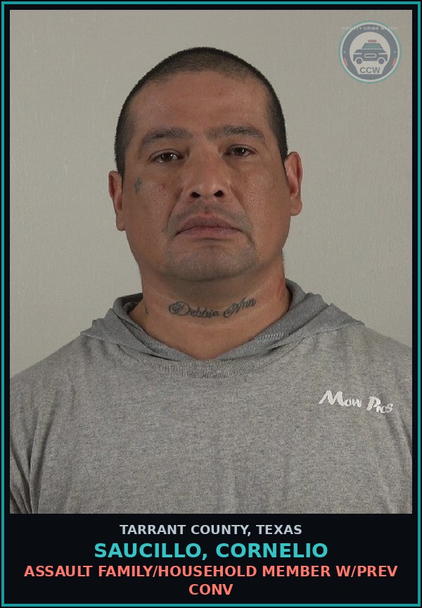 Booking mugshot of Saucillo, Cornelio in Tarrant County