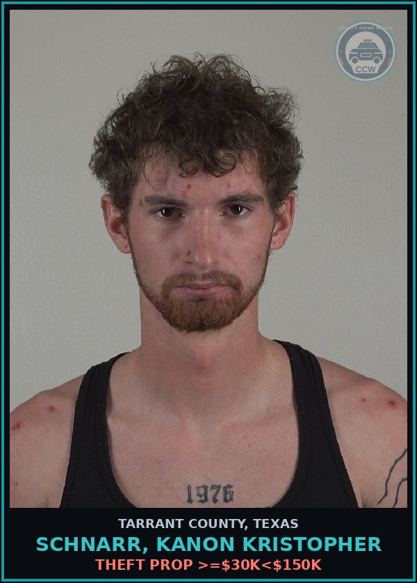 Booking mugshot of Schnarr, Kanon Kristopher in Tarrant County