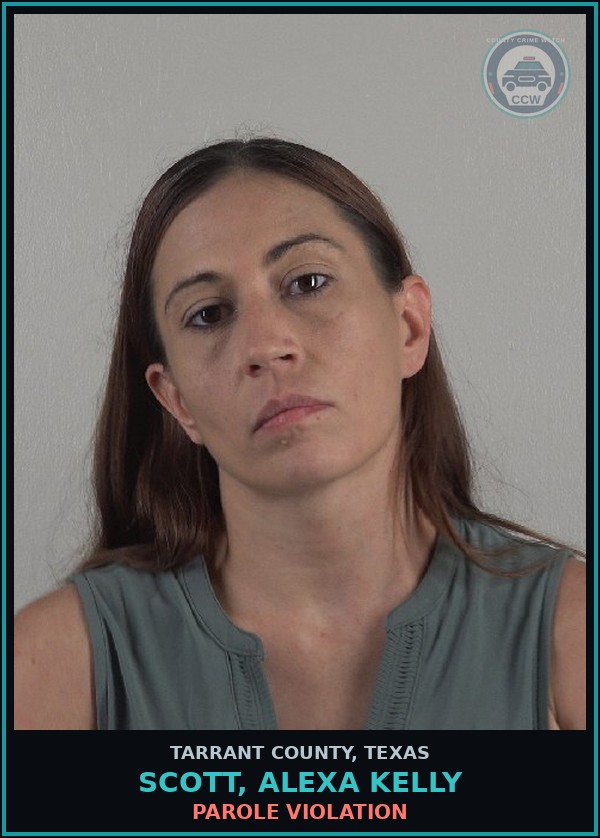 Booking mugshot of Scott, Alexa Kelly in Tarrant County
