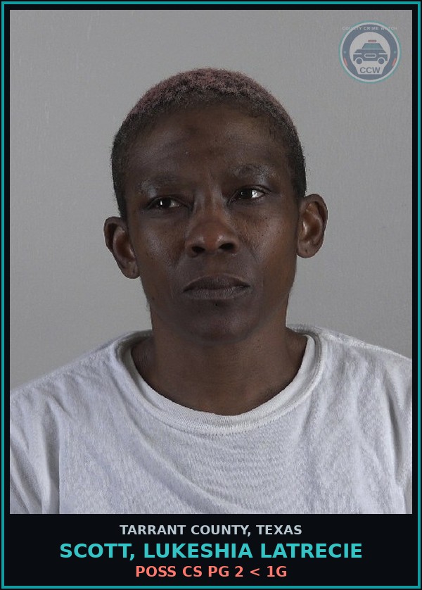 Booking mugshot of Scott, Lukeshia Latrecie in Tarrant County