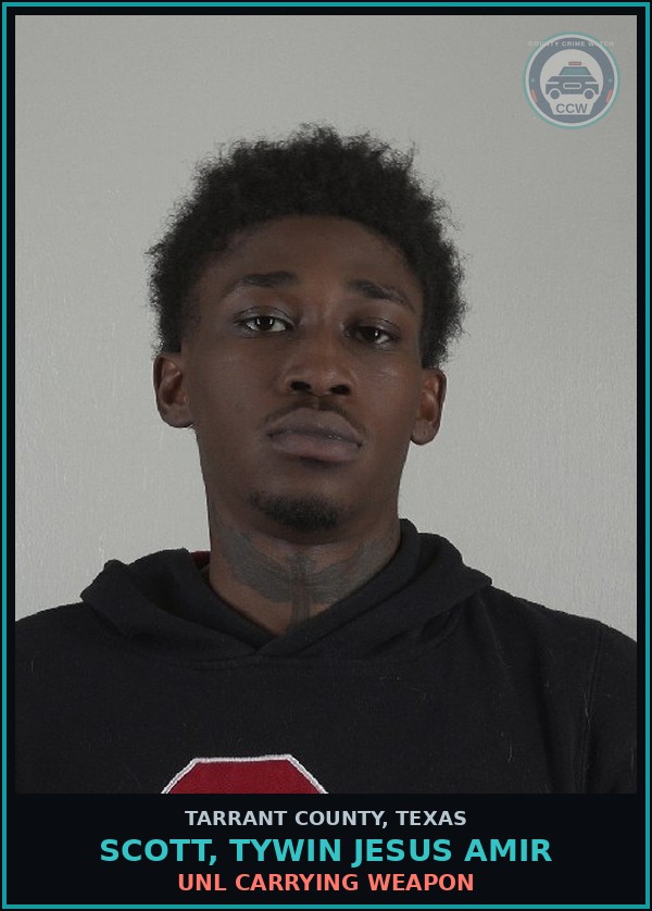 Booking mugshot of Scott, Tywin Jesus Amir in Tarrant County