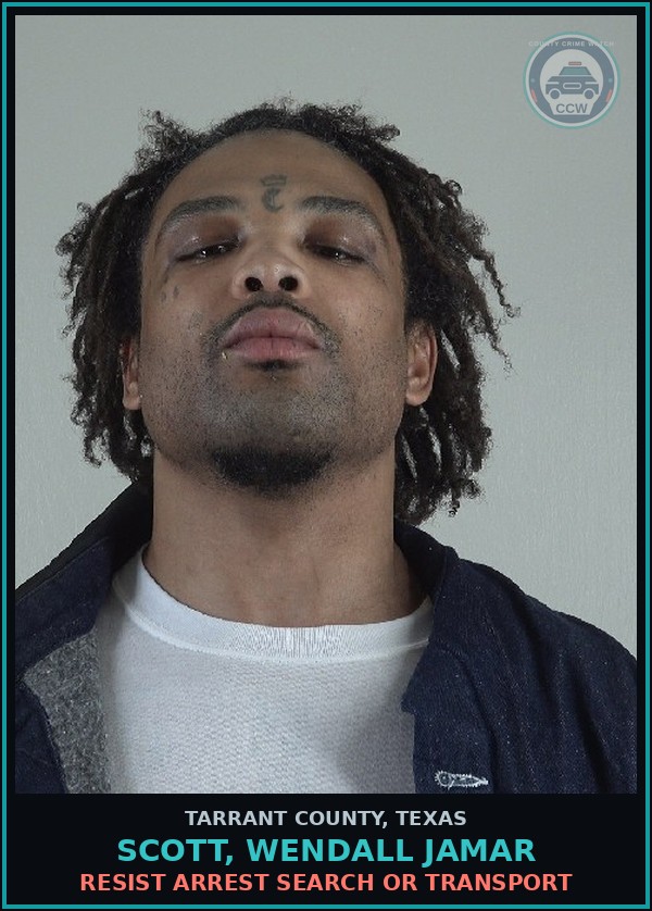 Booking mugshot of Scott, Wendall Jamar in Tarrant County