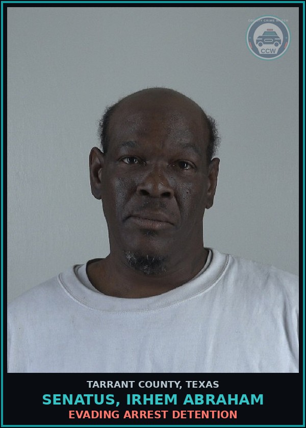 Booking mugshot of Senatus, Irhem Abraham in Tarrant County