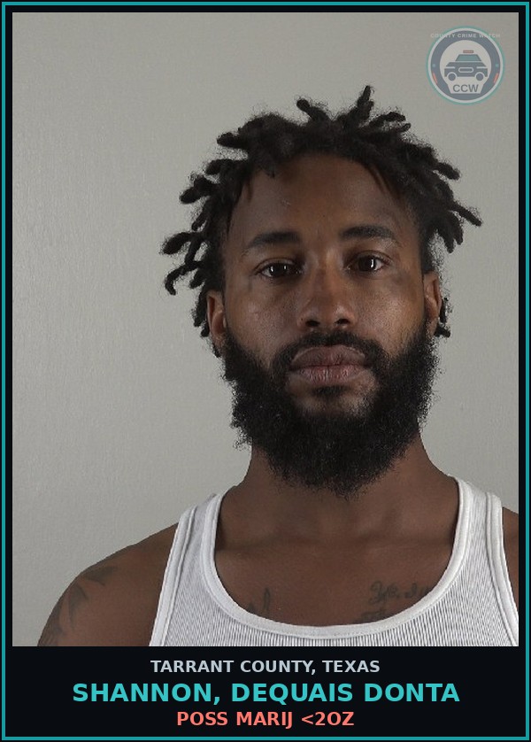 Booking mugshot of Shannon, Dequais Donta in Tarrant County