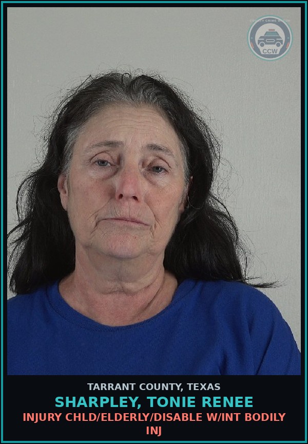 Booking mugshot of Sharpley, Tonie Renee in Tarrant County