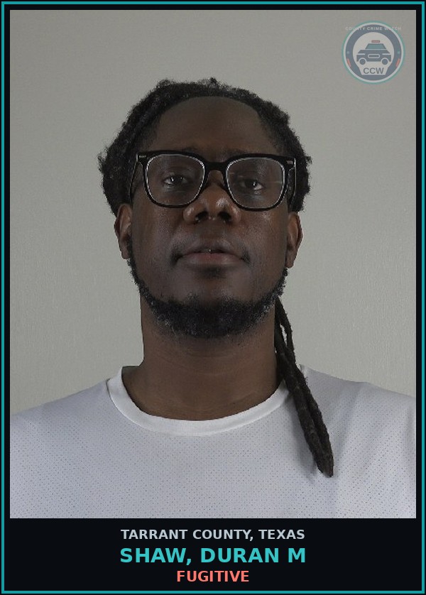 Booking mugshot of Shaw, Duran M in Tarrant County