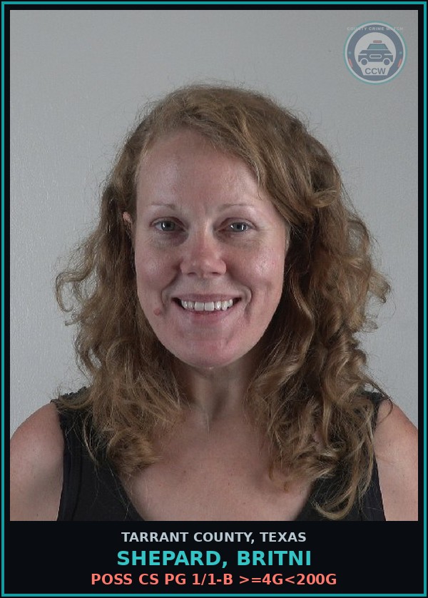 Booking mugshot of Shepard, Britni in Tarrant County