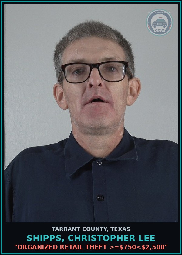 Booking mugshot of Shipps, Christopher Lee in Tarrant County