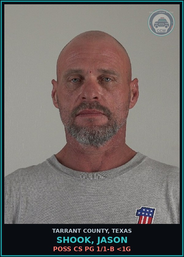 Booking mugshot of Shook, Jason in Tarrant County