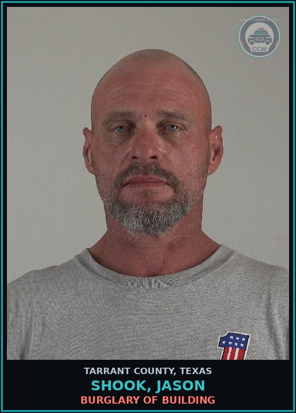Booking mugshot of Shook, Jason in Tarrant County