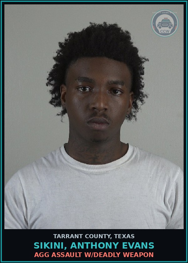 Booking mugshot of Sikini, Anthony Evans in Tarrant County