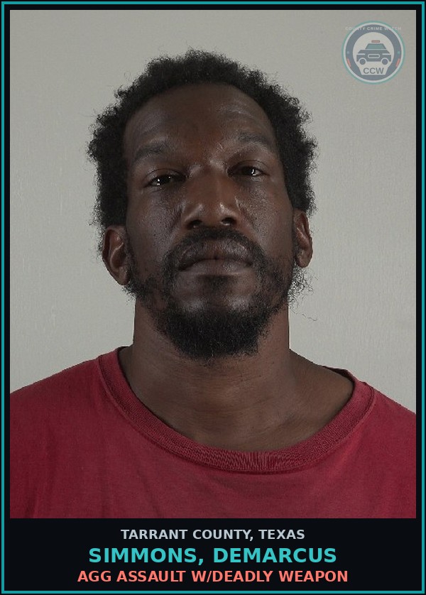 Booking mugshot of Simmons, Demarcus in Tarrant County