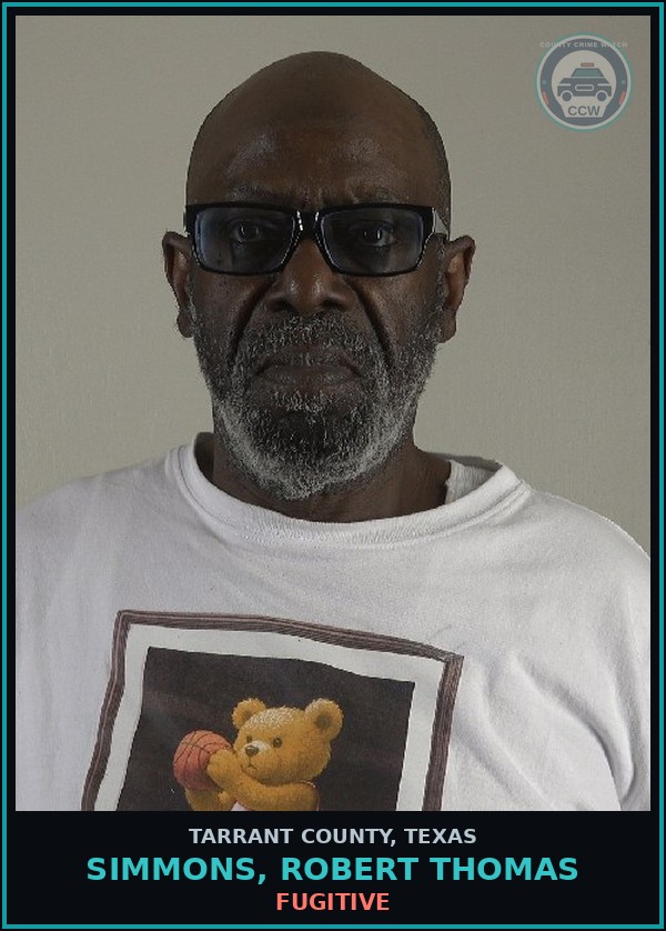 Booking mugshot of Simmons, Robert Thomas in Tarrant County