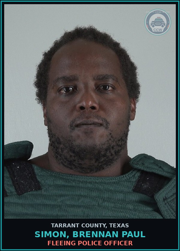Booking mugshot of Simon, Brennan Paul in Tarrant County