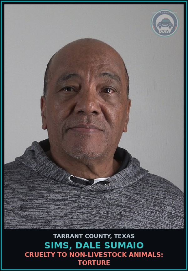 Booking mugshot of Sims, Dale Sumaio in Tarrant County