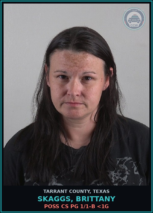Booking mugshot of Skaggs, Brittany in Tarrant County