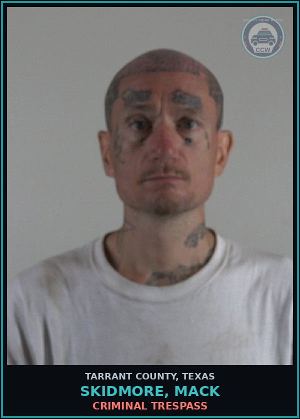Booking mugshot of Skidmore, Mack in Tarrant County