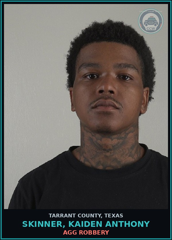 Booking mugshot of Skinner, Kaiden Anthony in Tarrant County