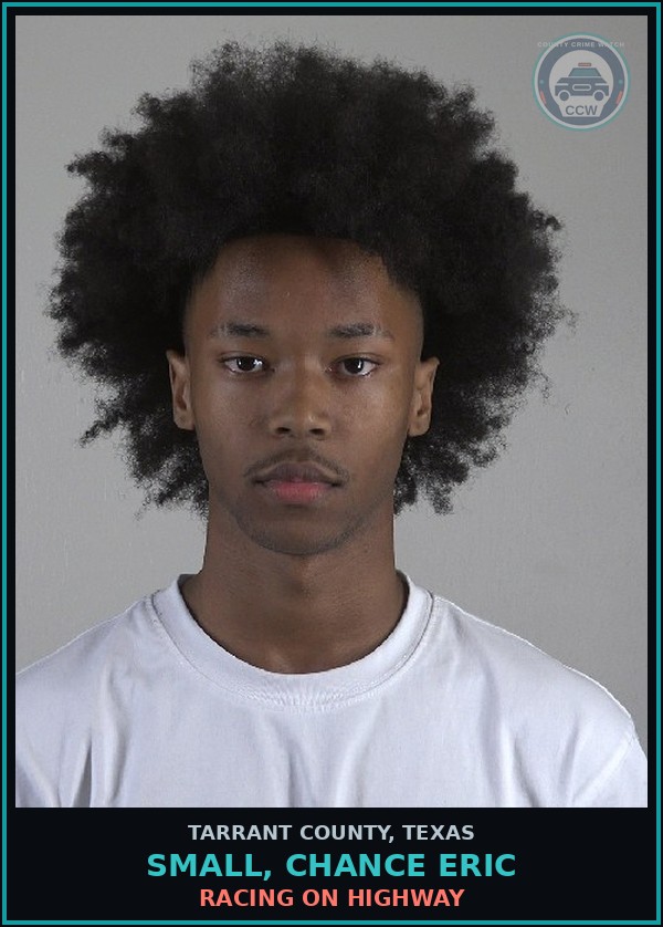 Booking mugshot of Small, Chance Eric in Tarrant County