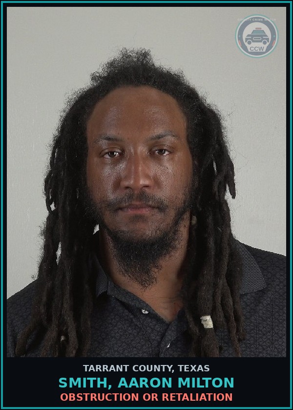 Booking mugshot of Smith, Aaron Milton in Tarrant County