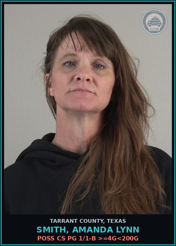 Booking mugshot of Smith, Amanda Lynn in Tarrant County