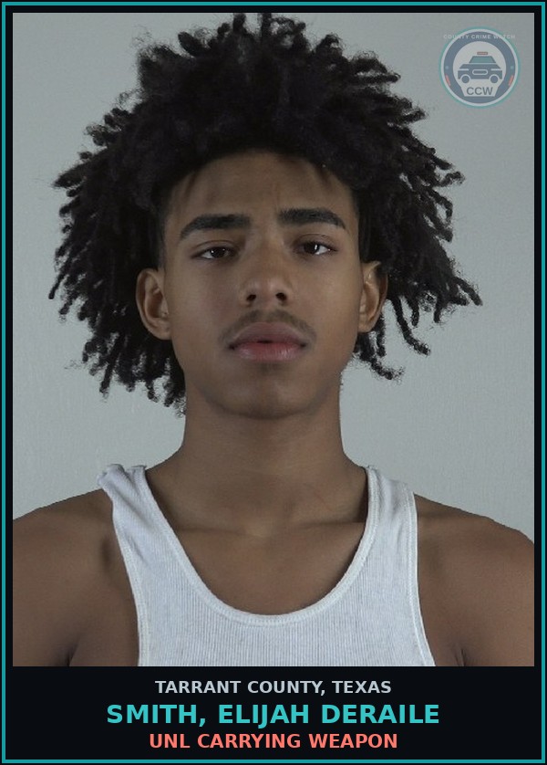 Booking mugshot of Smith, Elijah Deraile in Tarrant County