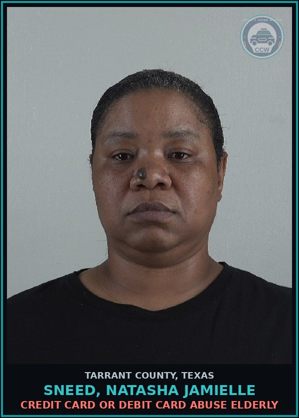 Booking mugshot of Sneed, Natasha Jamielle in Tarrant County