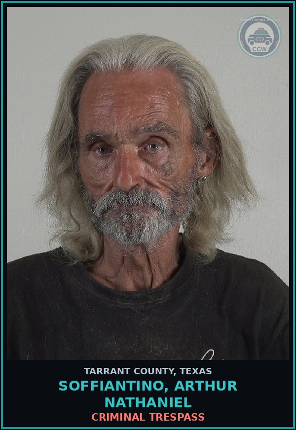 Booking mugshot of Soffiantino, Arthur Nathaniel in Tarrant County