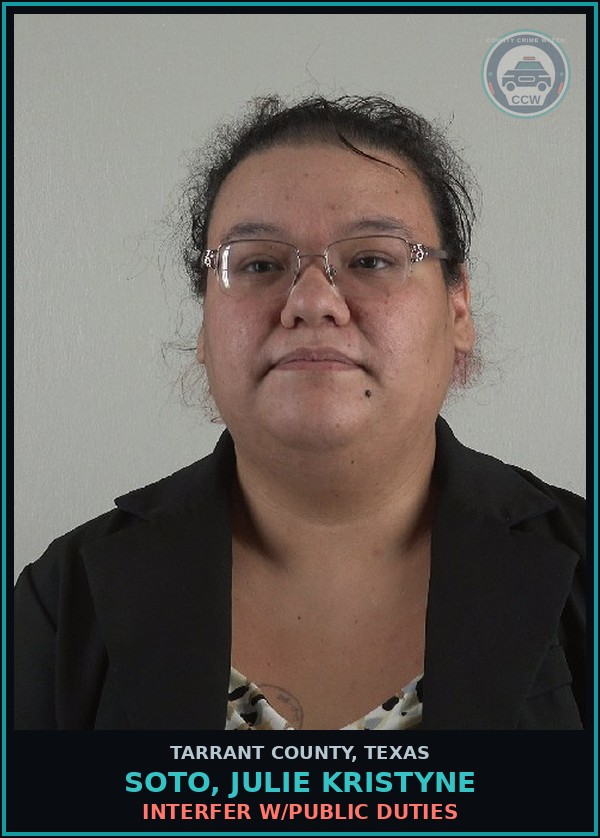Booking mugshot of Soto, Julie Kristyne in Tarrant County