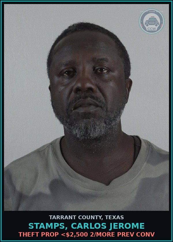 Booking mugshot of Stamps, Carlos Jerome in Tarrant County