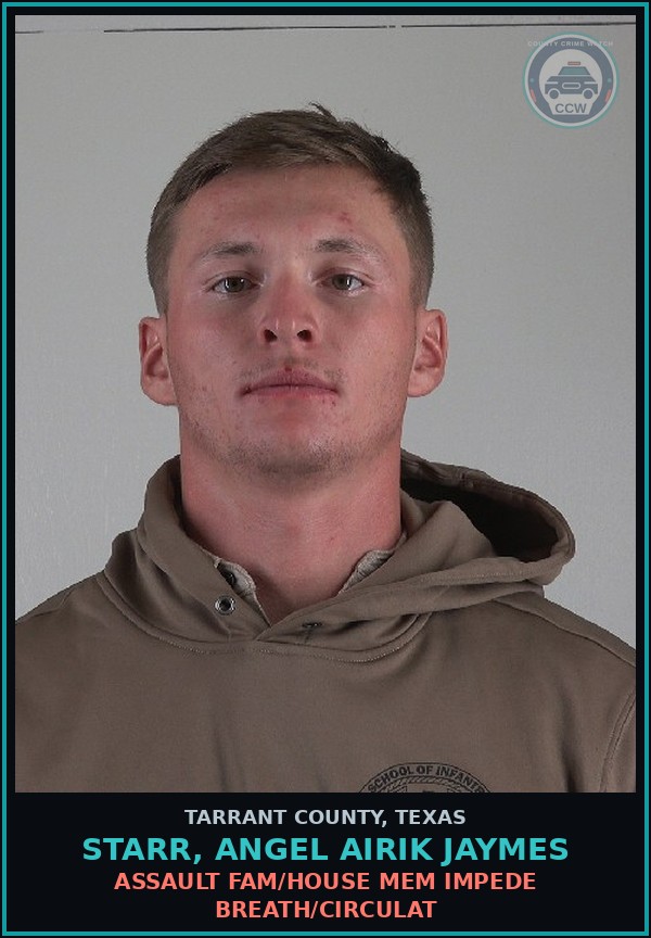 Booking mugshot of Starr, Angel Airik Jaymes in Tarrant County