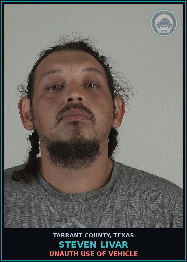 Booking mugshot of Steven Livar in Tarrant County