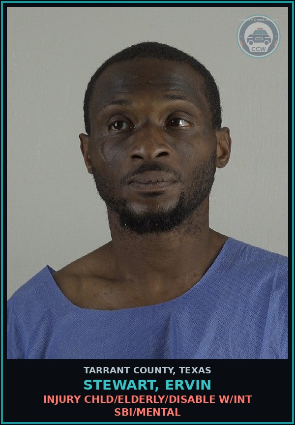 Booking mugshot of Stewart, Ervin in Tarrant County