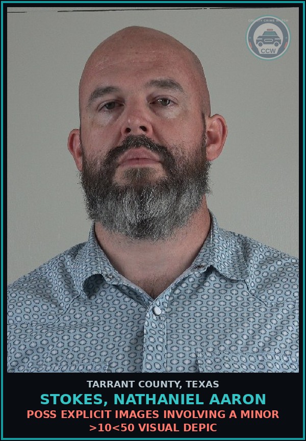Booking mugshot of Stokes, Nathaniel Aaron in Tarrant County