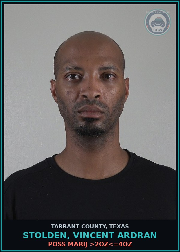 Booking mugshot of Stolden, Vincent Ardran in Tarrant County