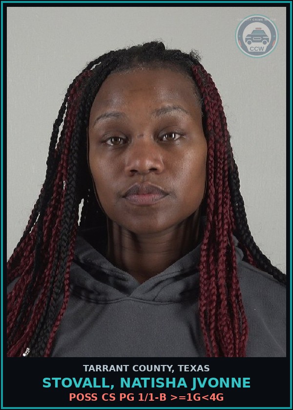 Booking mugshot of Stovall, Natisha Jvonne in Tarrant County