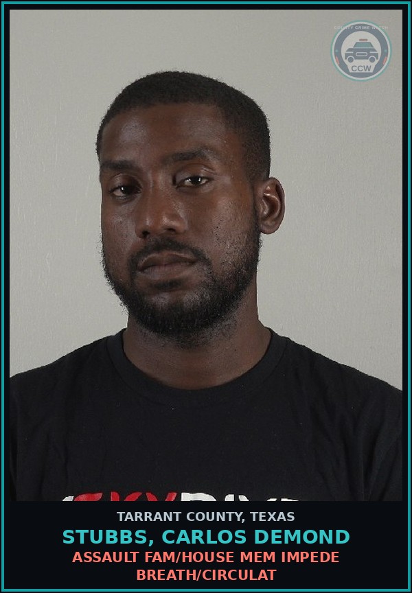 Booking mugshot of Stubbs, Carlos Demond in Tarrant County
