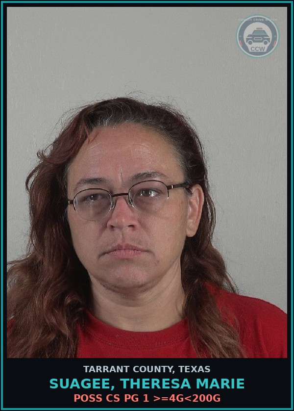 Booking mugshot of Suagee, Theresa Marie in Tarrant County