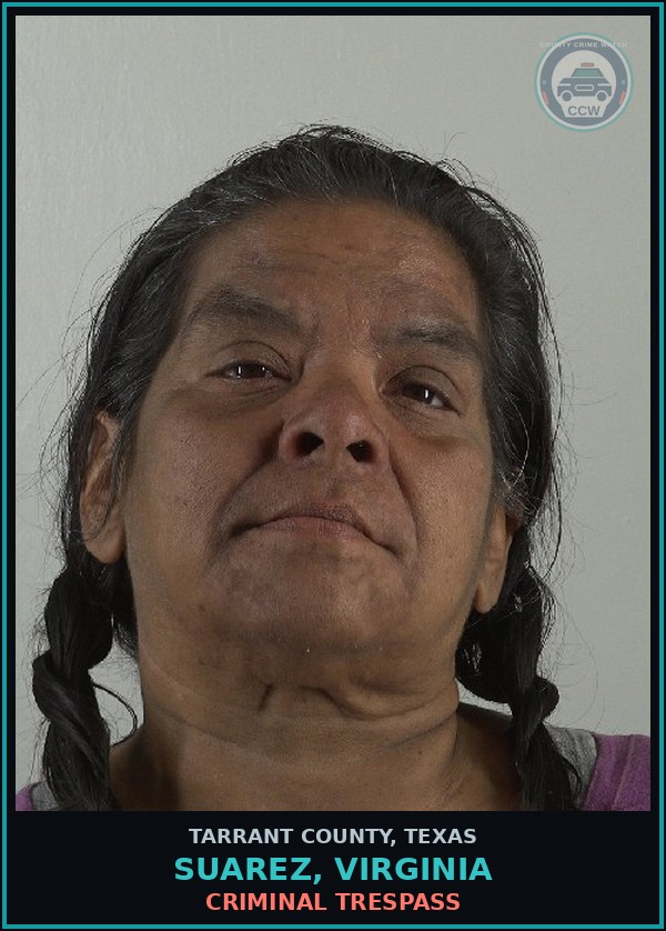 Booking mugshot of Suarez, Virginia in Tarrant County