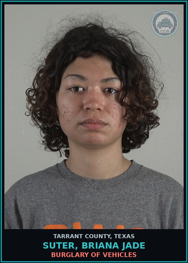 Booking mugshot of Suter, Briana Jade in Tarrant County