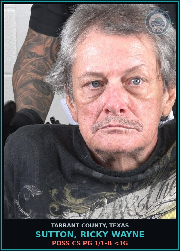 Booking mugshot of Sutton, Ricky Wayne in Tarrant County